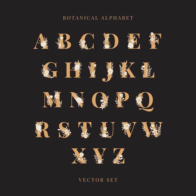 Botanische alfabet hoofdletters vector set