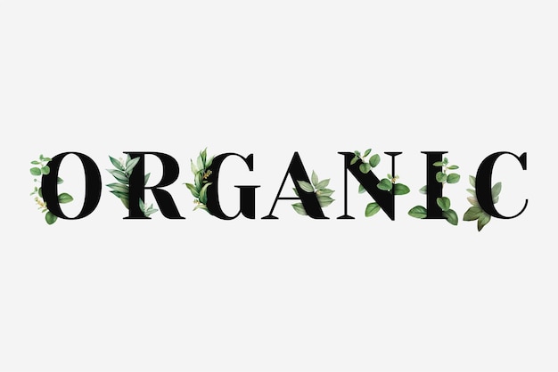 Botanische BIOLOGISCHE vector woord zwarte typografie