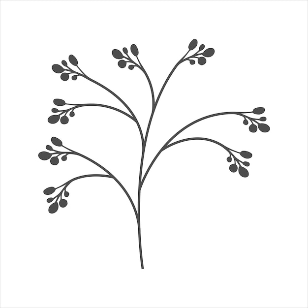 Gratis vector botanische blad doodle wilde bloemen lijntekeningen