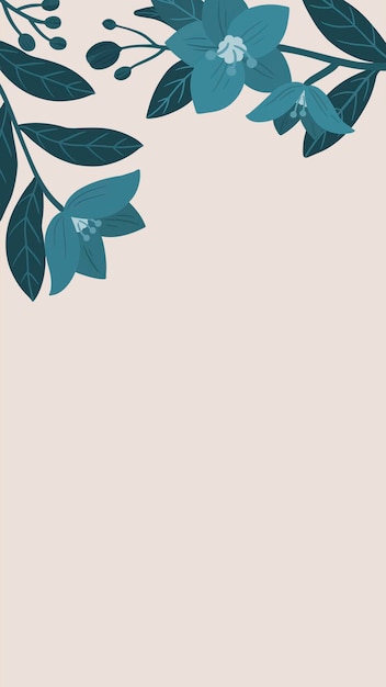 Gratis vector botanische blauwe bloem kopie ruimte op een perzik telefoon achtergrond vector