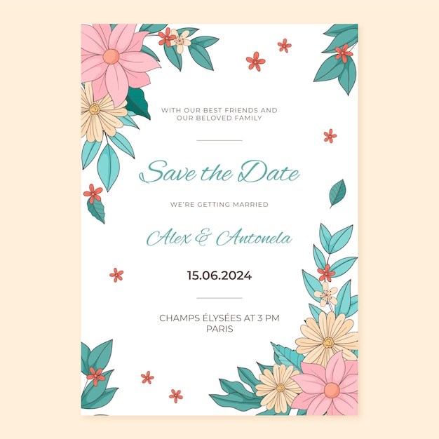 Botanische bruiloft uitnodiging sjabloon