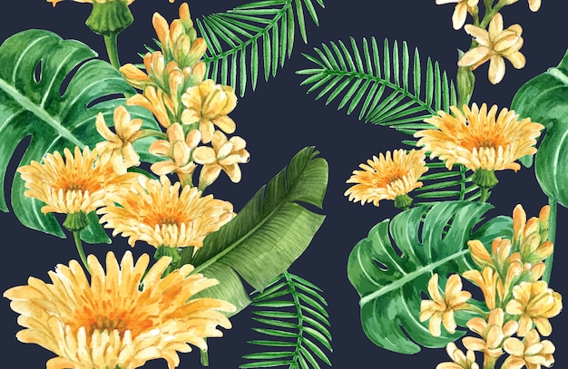 botanische patroon bloem aquarel, Bedankt kaart, textieldruk illustratie