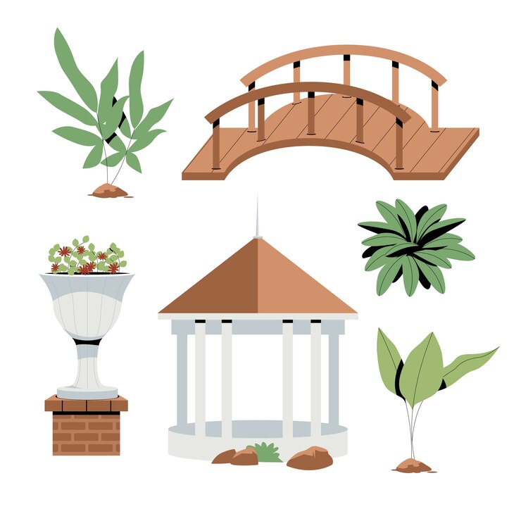 Gratis Vector botanische tuinelementencollectie