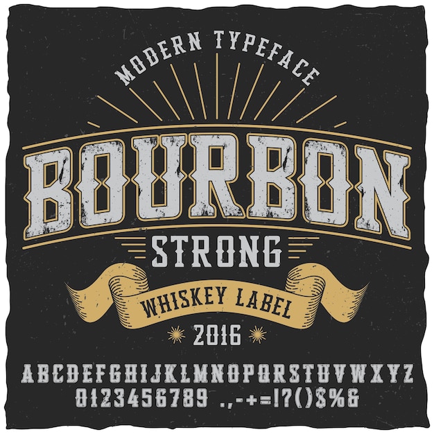 Bourbon whisky lettertype poster voor gebruik in labels in vintage stijl