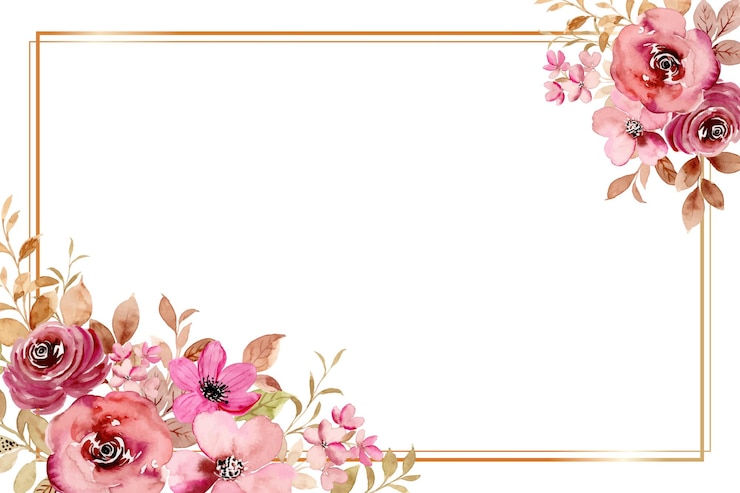 Gratis Vector bourgondië roze bloem frame met aquarel