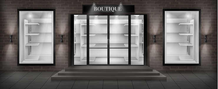 Gratis Vector boutique winkel gevel met bord