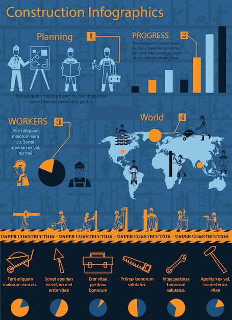 Bouw infographics set