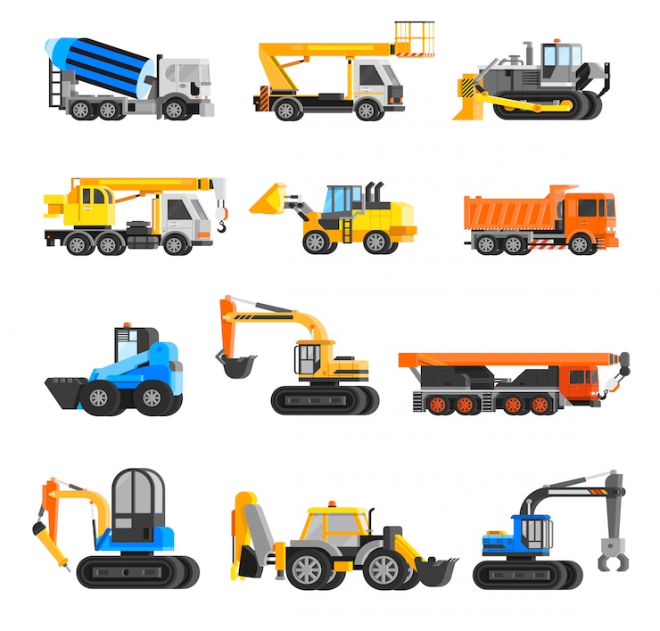 Gratis Vector bouwmachines icons set