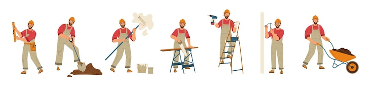 Gratis Vector bouwvakker klusjesman in helm