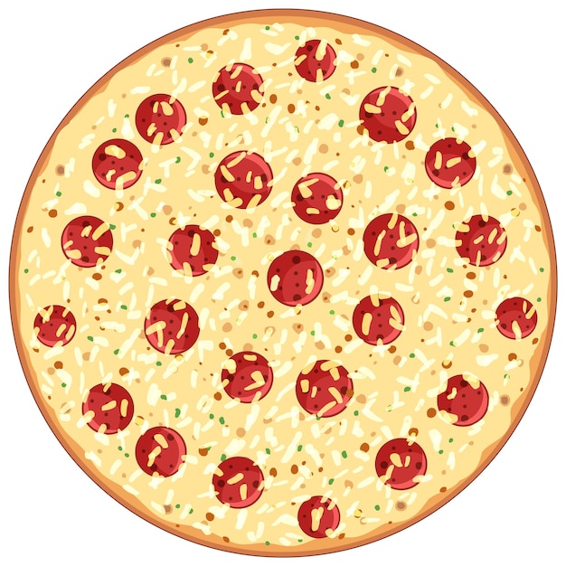 Gratis vector bovenaanzicht van kaas pizza op witte achtergrond