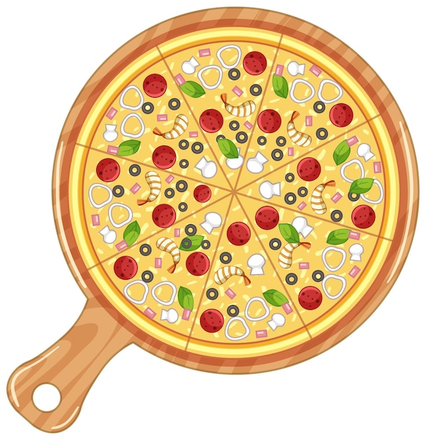 Gratis vector bovenaanzicht van traditionele italiaanse pizza geïsoleerd op white