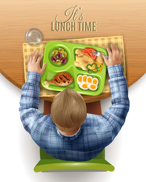 Gratis vector boxed lunch man illustratie