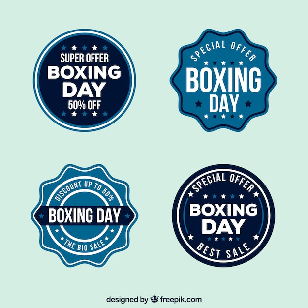 Boxing dag badges in blauwe tinten