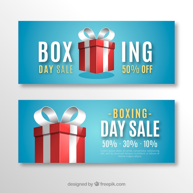 Boxing day sale banner blauw