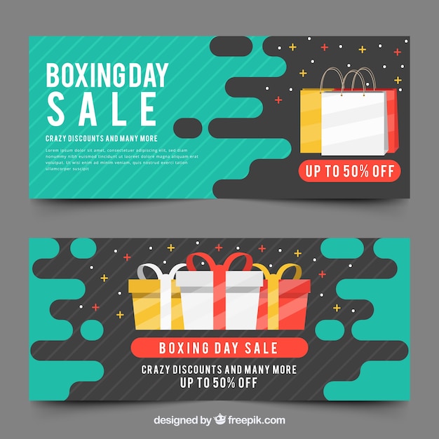 Boxing day verkoop banners met splash ontwerp