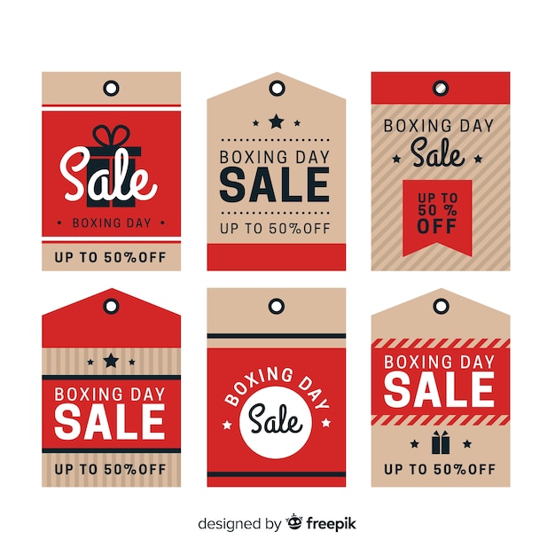 Gratis vector boxing day verkoop label collectie