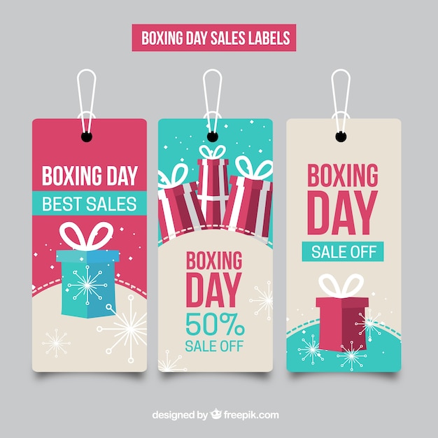 Gratis vector boxing day verkoop labels collectie