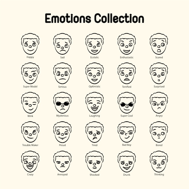 Boy&#39;s gezicht emoties collectie
