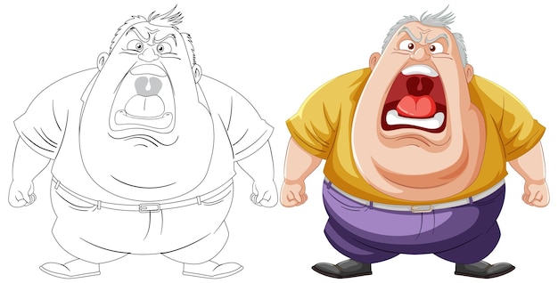 Gratis vector boze cartoonmannen die hun frustratie uiten