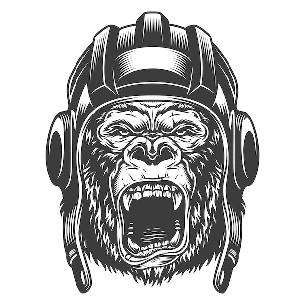 Gratis vector boze gorilla in zwart-wit stijl