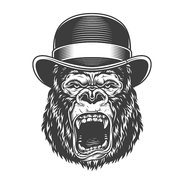 Gratis vector boze gorilla in zwart-wit stijl