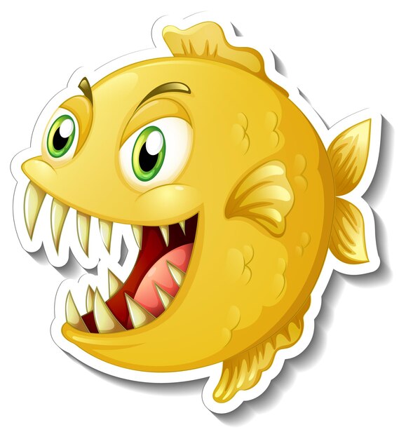 Boze piranha vis cartoon sticker