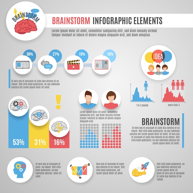 Gratis vector brainstorm infographics instellen