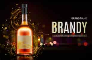 Gratis vector brandewijn fles banner