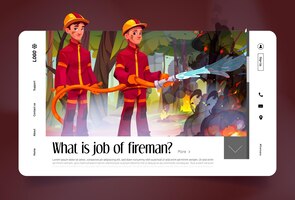 Brandweerman baanbanner met brandweerlieden in bos