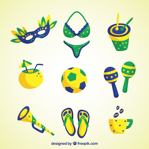 Gratis vector braziliaans carnaval elemenrs