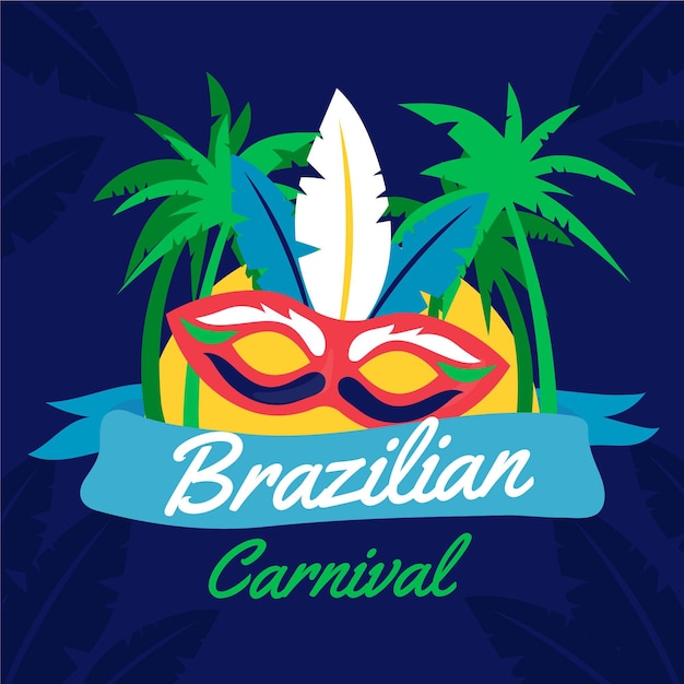 Gratis vector braziliaans carnaval masker plat ontwerp