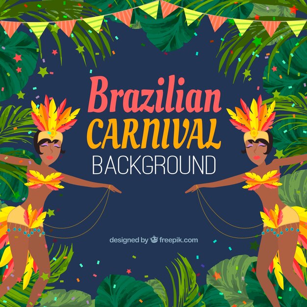 Braziliaanse carnaval-achtergrond met twee vrouwen