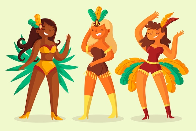 Gratis vector braziliaanse carnaval danser collectie