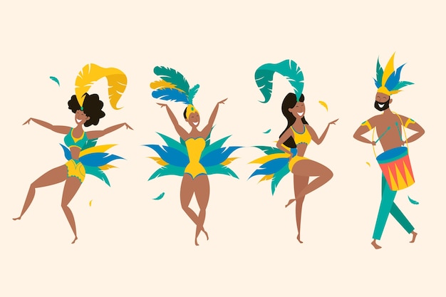 Gratis vector braziliaanse carnaval danser collectie