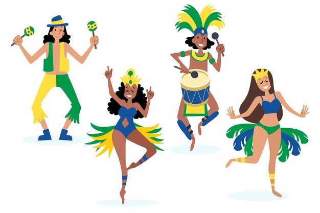 Braziliaanse Carnaval-danser met traditionele kostuums