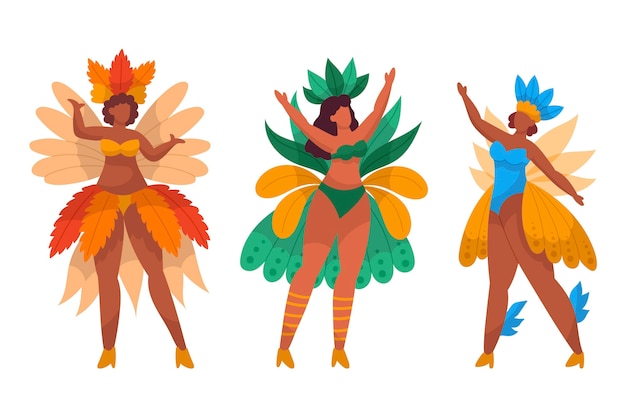 Gratis vector braziliaanse carnaval danserenset