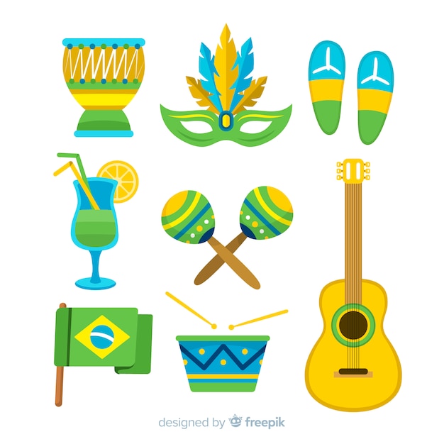 Gratis vector braziliaanse carnaval element collectie