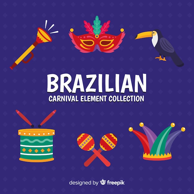 Gratis vector braziliaanse carnaval element collectie