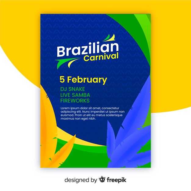 Braziliaanse carnaval flyer partij sjabloon