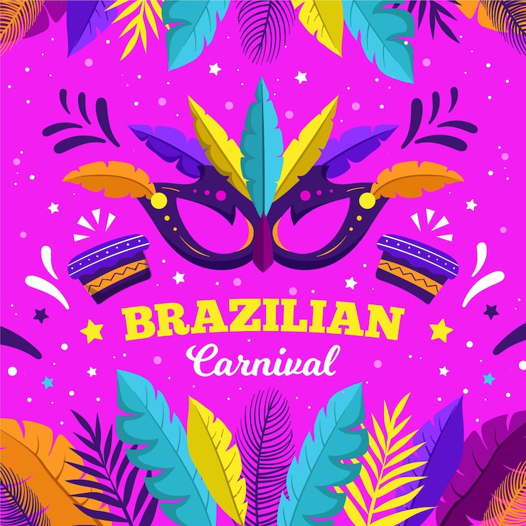 Gratis Vector braziliaanse carnaval hand getekend masker illustratie