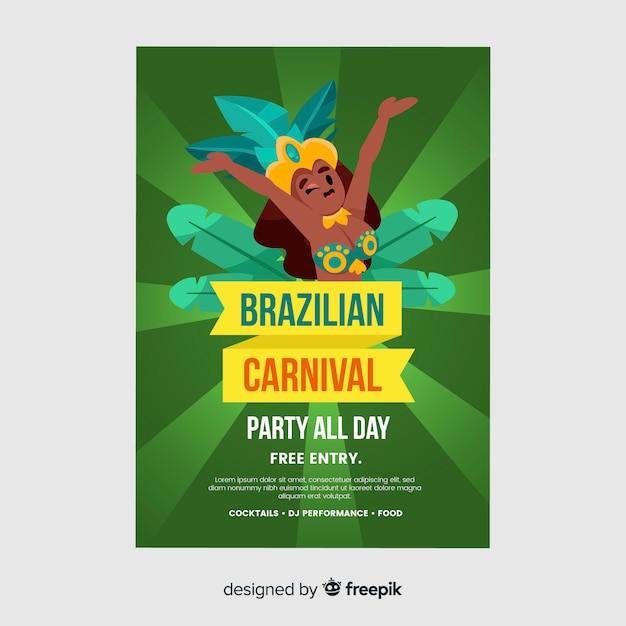 Braziliaanse carnaval partij flyer sjabloon