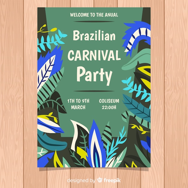 Gratis vector braziliaanse carnaval partij flyer sjabloon