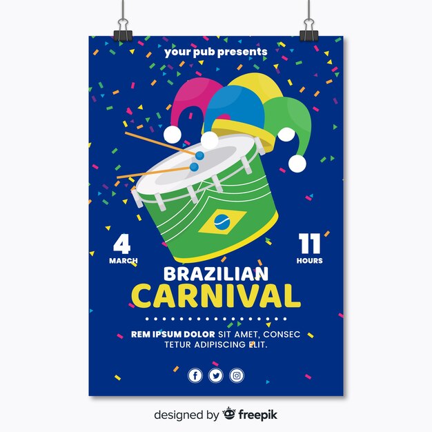 Braziliaanse carnaval partij flyer sjabloon