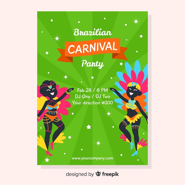 Gratis vector braziliaanse carnaval partij poster