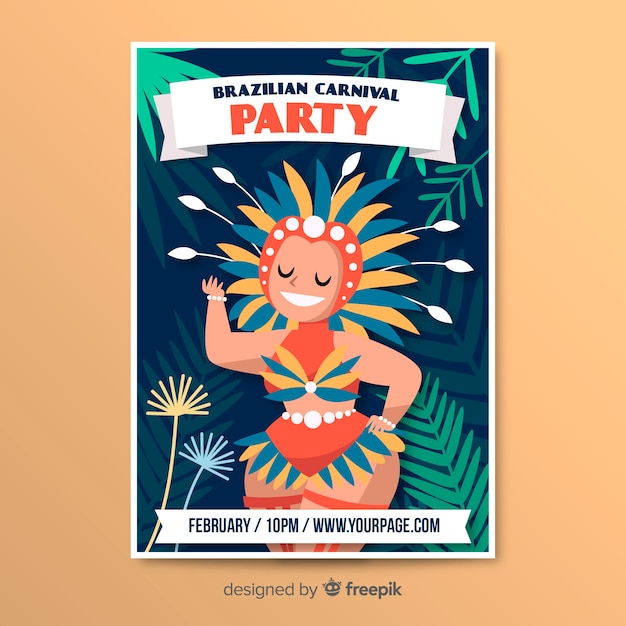 Braziliaanse carnaval partij poster