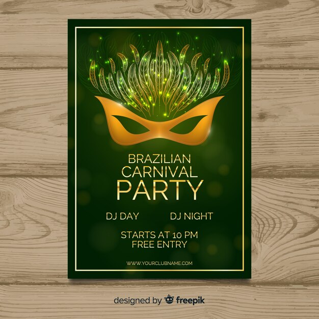 Braziliaanse carnaval partij poster