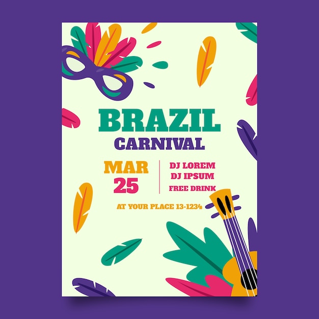 Braziliaanse carnaval-postermaskers en gitaren