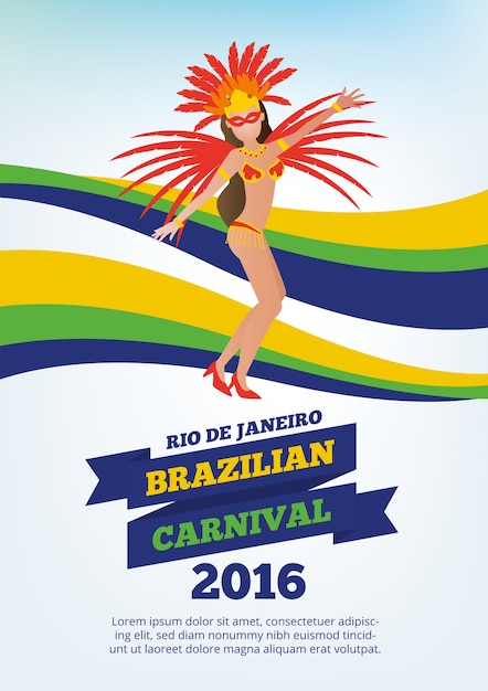 Braziliaanse danser met veren poster