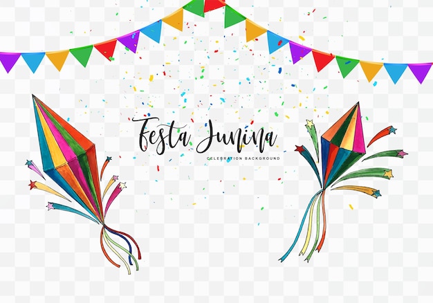 Gratis vector braziliaanse festa junina evenement decoratieve partij vlag viering kaart transparante achtergrond