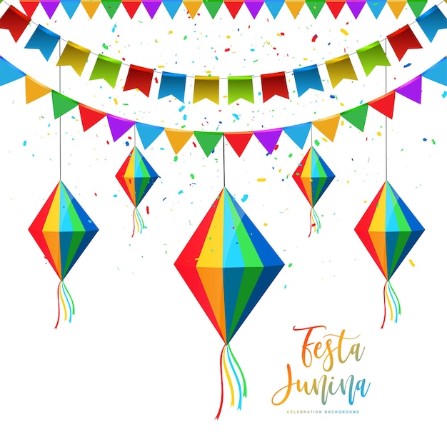 Gratis vector braziliaanse festa junina evenement viering kaart achtergrond